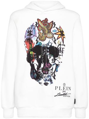Philipp Plein hoodie à imprimé tête de mort à ornements en cristal - Blanc