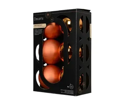 Decoris kerstballenset plastic d8cm 6st oranje
