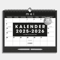 A4 Maandkalender 2025 - 2026 Zwart Lederlook
