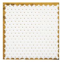 Santex papieren servetten - stippen - Bruiloft - 20x stuks - 25 x 25 cm - wit/goud - Feestservetten - thumbnail