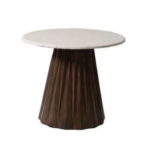 Giga Meubel - Bijzettafel Rond 60cm - Bruin Marmer|Hout - Faiza