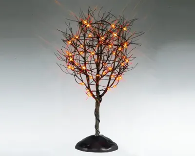 Lemax dry tree with orange lights verlichte boom Spooky Town 2025