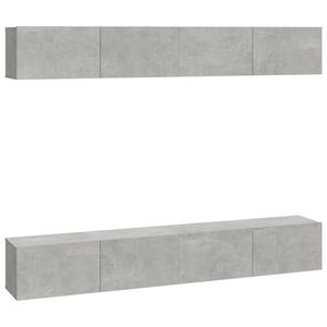 The Living Store TV-wandmeubel - Betongrijs - 100 x 30 x 30 cm - Bewerkt hout