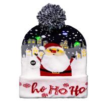 Foute winter muts- blauw - Ho Ho Ho - met LED lampjes - volwassenen - verlichte kerstmuts