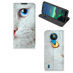 Nokia 1.4 Hoesje maken Witte Kat