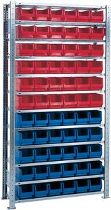 Promat Stellingkast | H2000xB1000xD300 mm | basistelling | 12 stalen legplanken | 30 x MK4 blauw | 36 x MK4 rood - 9000449846 9000449846