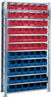 Promat Stellingkast | H2000xB1000xD300 mm | basistelling | 12 stalen legplanken | 30 x MK4 blauw | 36 x MK4 rood - 9000449846 9000449846