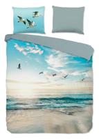 Good Morning Dekbedovertrek "strand/ zee" - Aqua - (240x200/220 cm) - Katoen