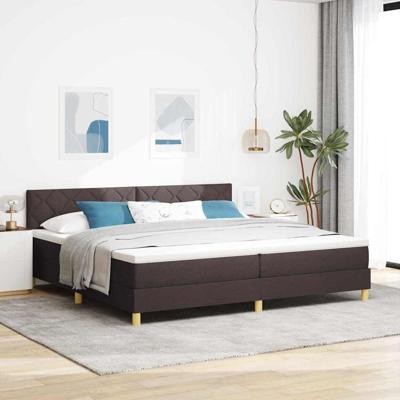Boxspring Bed met Matras & LED Donkerbruin 200x200 cm Stof