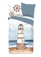 Good Morning Dekbedovertrek "maritiem/ vuurtoren" - Blauw - (155x220 cm) - Katoen
