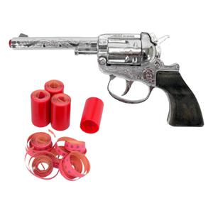 Cowboy speelgoed revolver/pistool - metaal - 100 schots platte plaffertjes - met 2400 shots set