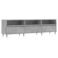 The Living Store TV-meubel Betongrijs 150x30x44.5cm - Hoge Kwaliteit - 6 Vakken - Stabiel Tafelblad - IJzeren Poten