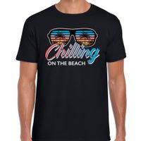 Beach feest t-shirt / shirt Chilling on the beach zwart voor heren - thumbnail