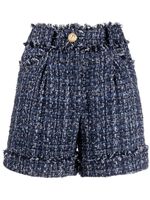 Balmain short en tweed à taille haute - Bleu