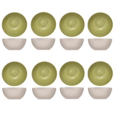 Cosy & Trendy soep serveer schaaltje - 8x - kommetjes Turbolino - groen - D14 cm - 500 ml