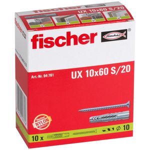 Fischer UX 10 x 60 S/20 Universele pluggen 60 mm 10 mm 94761 10 stuk(s)