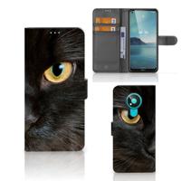 Nokia 3.4 | Telefoonhoesje | Met pasjeshouder | Zwarte Kat