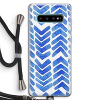 Blauwe pijlen: Samsung Galaxy S10 Plus Transparant Hoesje met koord