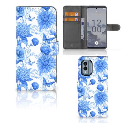 Hoesje voor Nokia X30 Flowers Blue | Portemonnee hoesje