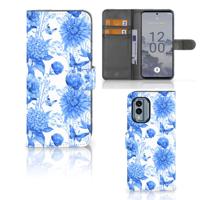 Hoesje voor Nokia X30 Flowers Blue | Portemonnee hoesje