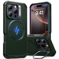 iPhone 16 Pro Cyber Tough Case with Stash Stand (HaloLock) - Dark Green