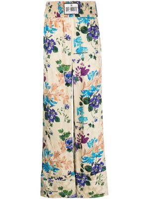 Off-White pantalon palazzo à fleurs en jacquard - Tons neutres