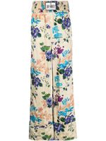 Off-White pantalon palazzo à fleurs en jacquard - Tons neutres