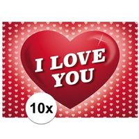 10x Romantische Valentijnskaart I Love You met hartjes