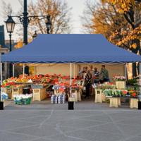 300 x 600 cm Groot Pop-up Overkapping Tent Opvouwbaar Evenemententent met Draagtas Blauw