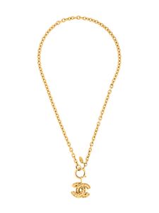 CHANEL Pre-Owned collier à pendentif matelassé (1980) - Or