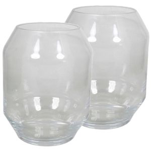 2x stuks ronde vaas helder glas 25 cm