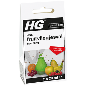 HGX Fruitvliegjesval Navulling - 2x20ml - Effectieve Bestrijding voor een Vliegenvrije Omgeving