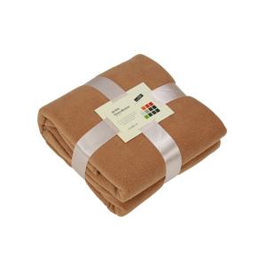 Fleece bankdeken/plaid - 1x - camel - 130 x 170 cm - 240 grams - pluisvrij - wasbaar