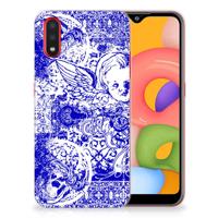 Silicone Back Case Samsung Galaxy A01 Angel Skull Blauw