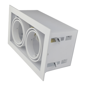 Wit armatuur inbouw 2-voudig voor LED spot 2xAR70 draaibaar en kantelbaar zichtbare rand
