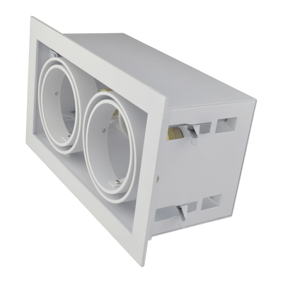 Wit armatuur inbouw 2-voudig voor LED spot 2xAR70 draaibaar en kantelbaar zichtbare rand