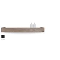 Looox Wooden Shelf BoX 90 cm, massief eiken old grey, bodemplaat mat zwart
