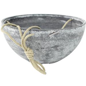 Ter Steege hangende bloempot/plantenpot schaal - gerecycled kunststof - betongrijs - D35 cm