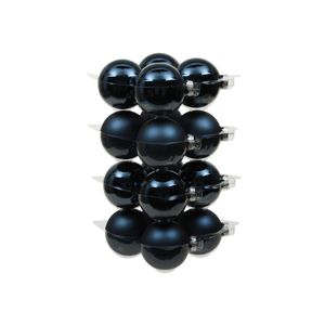 16x stuks glazen kerstballen donkerblauw 8 cm mat/glans - Kerstbal