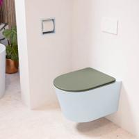 Wandcloset Mondiaz Lavie | Zonder spoelrand | Incl.Toiletzitting-Army | Keramiek | Clay (licht grijs)
