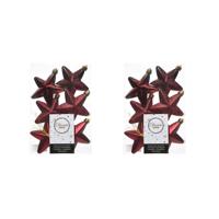 Decoris kersthanger sterren - 12x st - donkerrood - 7 cm - kunststof - kerstornamenten