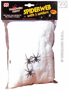 Spinneweb 50 gram met 3 spinnen