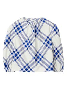 Burberry Kids blouse en coton à carreaux - Blanc