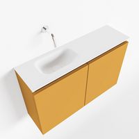 Toiletmeubel Mondiaz Ture | 80 cm | Meubelkleur Ocher | Eden wastafel Talc Links | Zonder kraangat