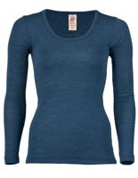 Dames Shirt Lange Mouw Merino Wol Engel Natur, Kleur Donkerblauw, Maat 46/48 - Extra Large