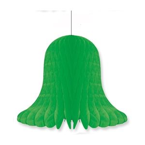 1x Kerstversiering groene kerstklokken lampionnen 20 cm