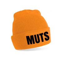 Muts/beanie met grappige tekst - one size - unisex - oranje