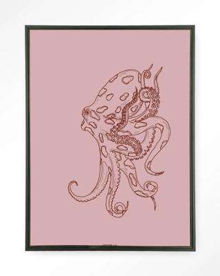 Urban Cotton Wandkleed 'Polypus' 110 x 145cm in Floating Frame - black
