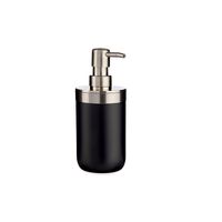 Zeeppompje/dispenser roestvrij metaal zwart/zilver 350 ml met formaat 9 x 8 x 17 cm   -