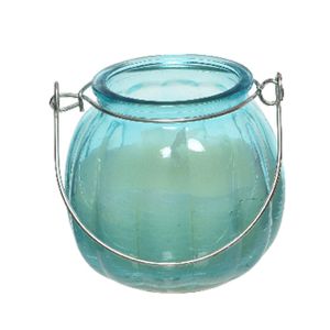 Citronella kaars - glas - blauw - 15 branduren - D8 x H8 cm